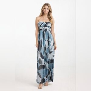 BCBG Strapless Beaded Floral Silk Maxi Dress 4